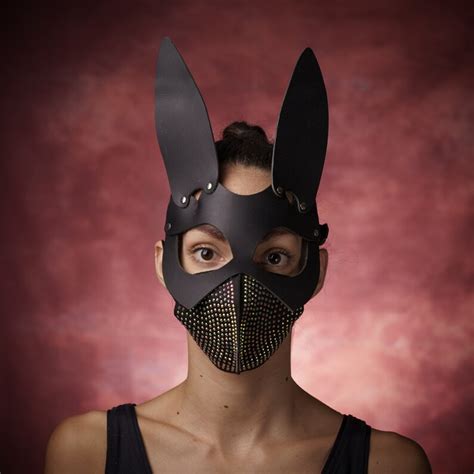 bunny mask funny bunny mask leather rabbit mask bdsm fetish etsy