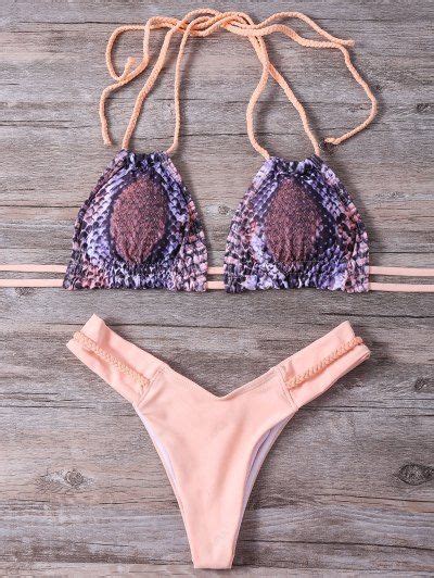 Snakeskin Print Braided Bikini Set Earthy Bikinis L Zaful