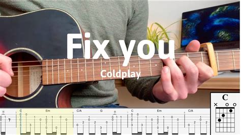 Fix You Coldplay Fingerstyle Guitar Tab Chords Youtube