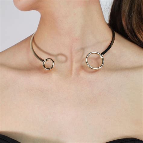 Metal Torques Choker Necklace For Women Punk Jewelry Statement Bib