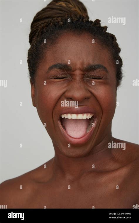 Portrait Of African Woman Screaming Stock Photo Alamy