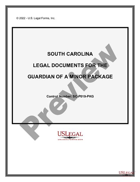 South Carolina Legal Documents For The Guardian Of A Minor Package