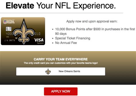 Compare this card to other credit card offers.* *bonus value is an estimated value calculated by make use of the nfl extra points card's introductory offer of: How to Apply for the New Orleans Saints Extra Points Credit Card