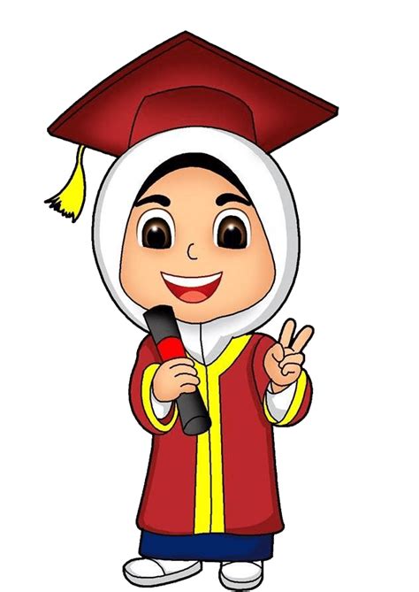 Gambar Toga Wisuda Kartun Anak Muslim Png Download