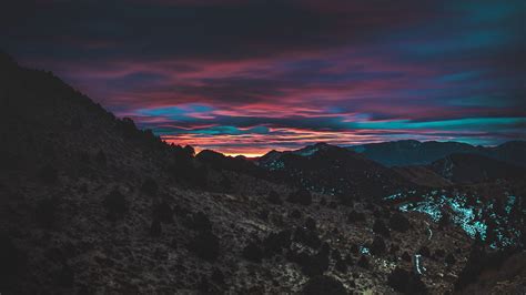 Download Wallpaper 1920x1080 Mountain Sky Sunset Dark