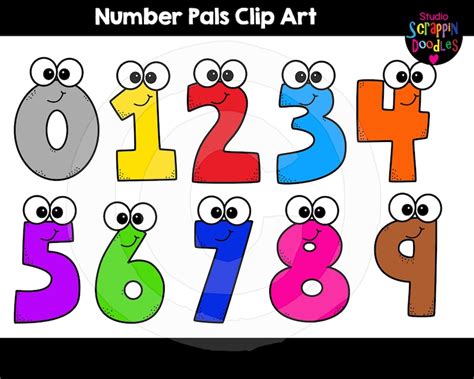 Number Pals Clip Art Cute Commercial Use Number Clipart Etsy