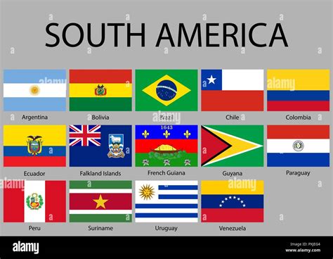 Todas Las Banderas De América Del Sur Ilustración Vectorial Imagen