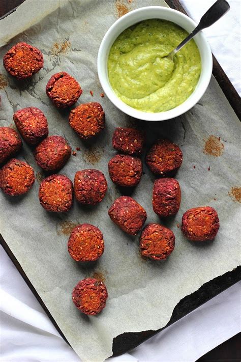 Baked Beetroot Falafels With Avocado Dill Cream Happy Hearted Kitchen