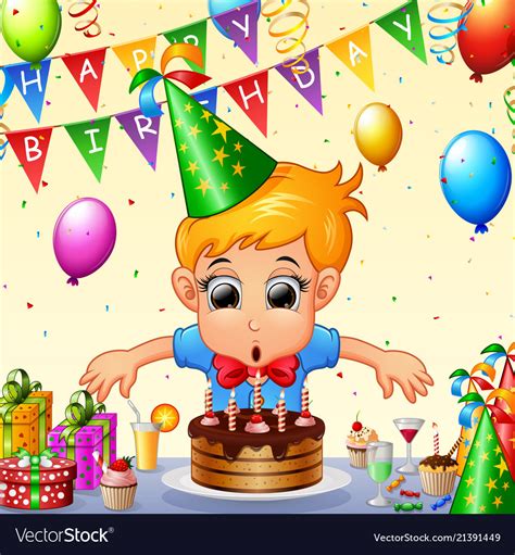 Happy Kid Celebrating Birthday Royalty Free Vector Image