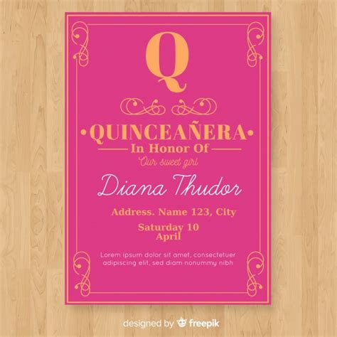 Includes over 50 quinceañera wishes. Flat quinceanera card template | Free Vector