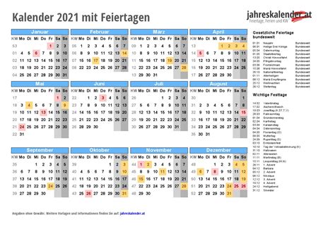 Jahreskalender 2021 Zum Ausdrucken Kostenlos Kalender 2021 Osterreich