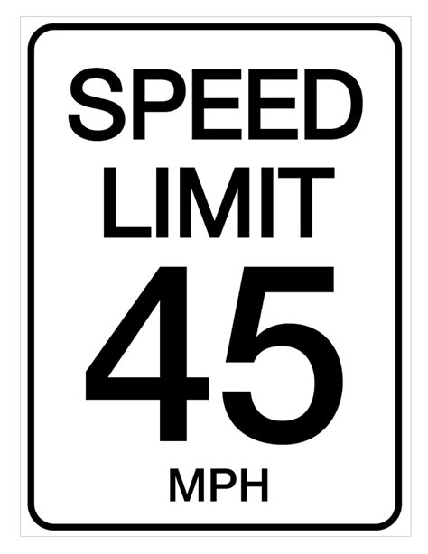 Speed Limit 45 Mph Wall Sign Creative Safety Supply