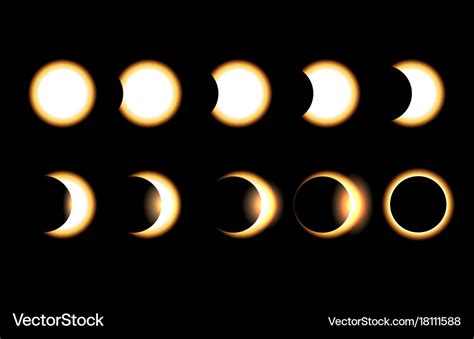 Solar Eclipse Different Phases Royalty Free Vector Image