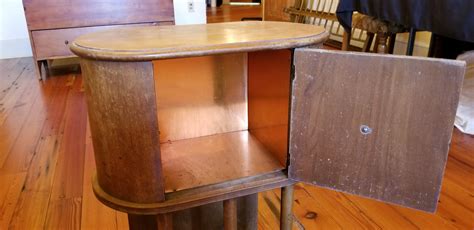 Antique Mid Century Modern Magazinesmoking Stand With Copper Lining