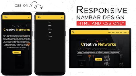 Responsive And Attractive Navbar Design With Html And Css Only Responsive Navbar With Source