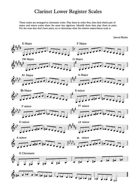 Clarinet Scales 1 Octave Jarrod Butler