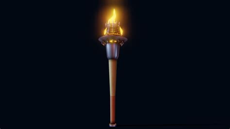 Non Textured Burning Torch 3 Download Free 3d Model By Nortenko