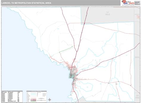 Laredo Tx Metro Area Zip Code Wall Map Premium Style By Marketmaps