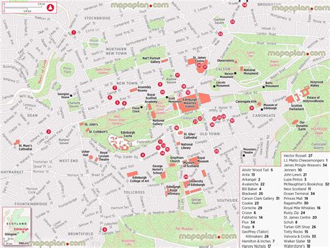 Pin On Edinburgh Printable Map Of Top Tourist Attract