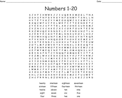 Numbers 1 20 Word Search Wordmint Word Search Printable