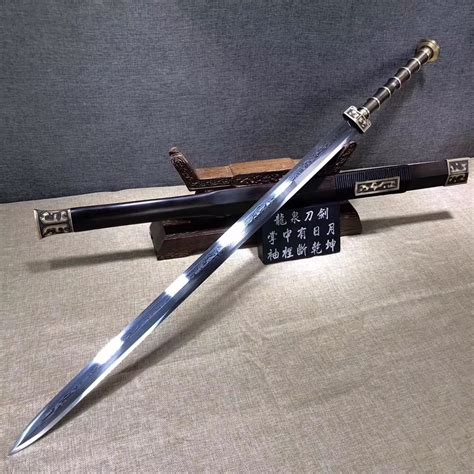 Han Jian Sworddamascus Steel Eight Bladebrass Fittings Chinese Sword