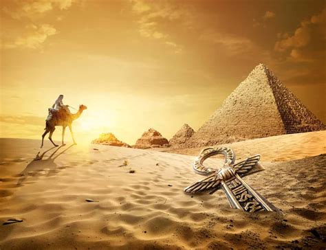 Pyramids And Ankh — Stock Photo © Givaga 86960092