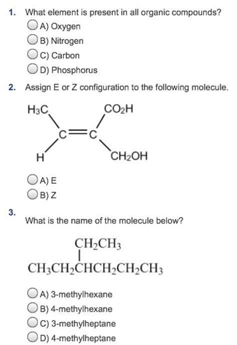 Many such compounds exist and. Solved: What Element Is Present In All Organic Compounds ...