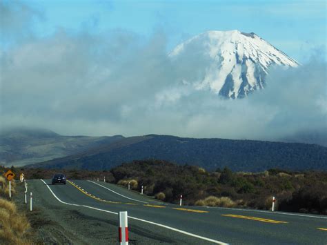 Rangipo Desert Road With Snow Capped Mount Ngauruhoe In Background New