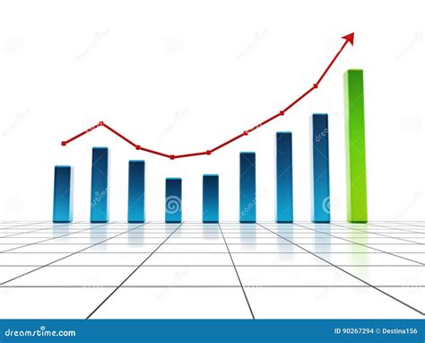 Rising Bar Graph On Grid 3d Illustration Stock Illustration