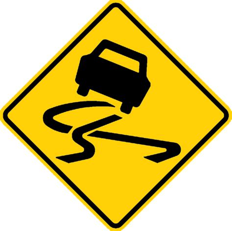 A curve sign is used to. The Australian slippery road sign isn't possible ...