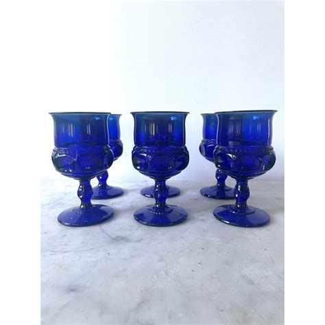 vintage cobalt blue cocktail glasses set of 6 chairish