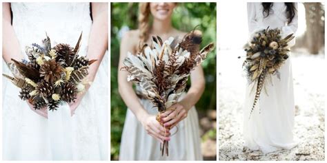 18 Unique Rustic Feather Wedding Bouquets