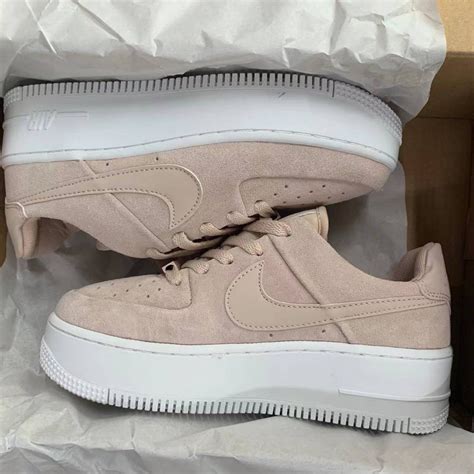 Nike Air Force Gamuza Nude Sneakers For Women With Box And Paperbag
