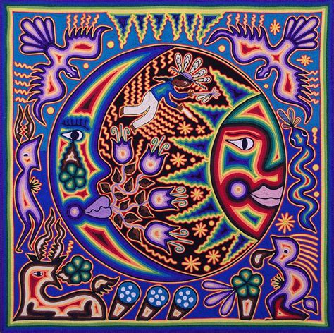 Huichol Moon And Sun By Andrew Osta Mexican Art Mystical Art Moon Art