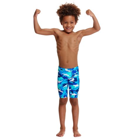 Funky Trunks Toddler Boys White Pointer Miniman Swimming Jammer