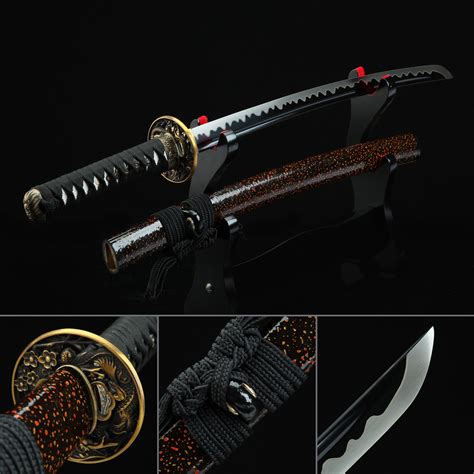 Handmade High Manganese Steel Black Blade Real Japanese Wakizashi