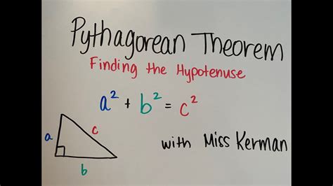 Pythagorean Theorem Finding The Missing Hypotenuse Youtube