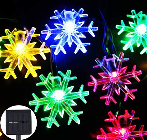 Solar Snowflake Lights 20 Led Christmas Lights 5m Outdoor Etsy