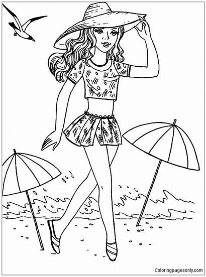 Beach Pages Barbie Vacation Coloring