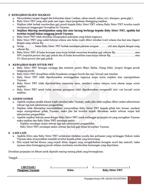 Surat tawaran kerja contoh surat perjanjian pekerja dan majikan malaysia. YAYASAN BABY SITTER / PEMBANTU RECOMMENDED DI TANGERANG ...
