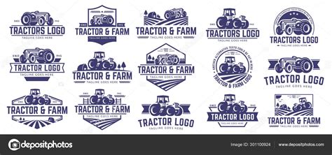 Collection Of Tractor And Farm Logo Template Vector Set Vector Pack