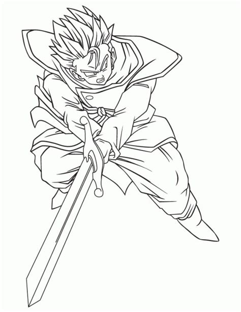 Dragon ball z future trunks coloring pages with dragon color. Gohan with Zeta sword in Dragon Ball Z printable coloring ...