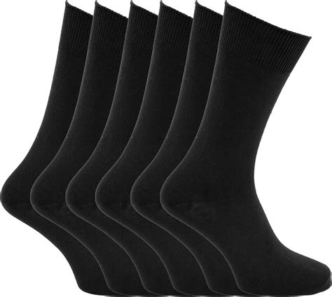 Mens Plain 100 Cotton Socks Pack Of 6 Us Shoe 65 115 Black At Amazon Mens Clothing