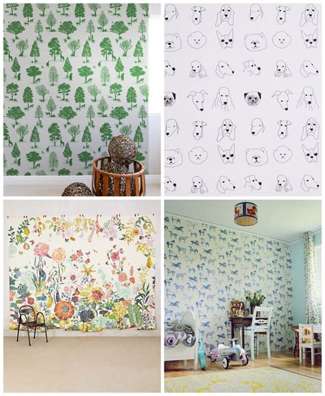 Tropical leaf print removable wallpaper. 21 Wallpapers for Kids' rooms - Hither & Thither