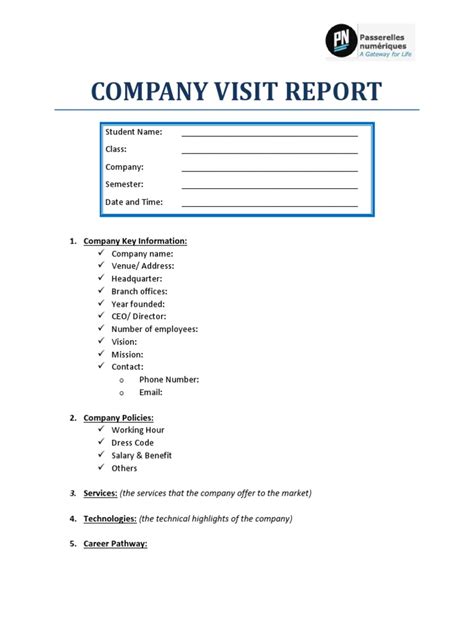 Template Company Visit Report Pdf
