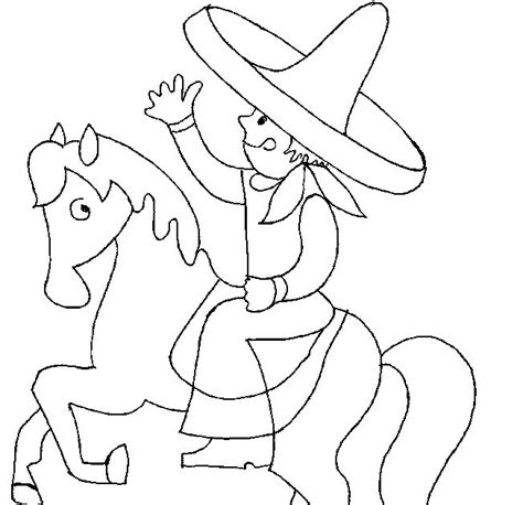 Pinto Dibujos Dibujo De Mexicano En Caballo Para Colorear