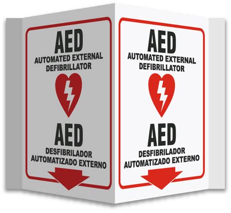 3 Way Bilingual Aed Sign Get 10 Off Now