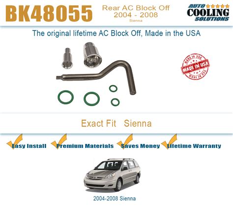 2004 2008 Sienna Rear Ac Block Off Kit Auto Cooling Solutions