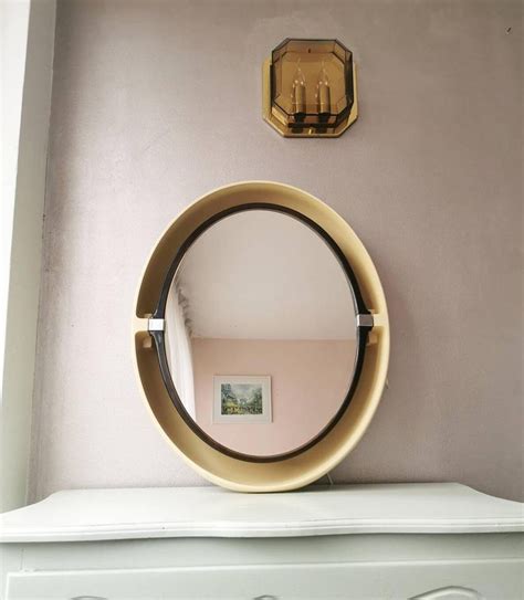 Miroir vintage ovale avec lumière Allibert 1970 | Selency