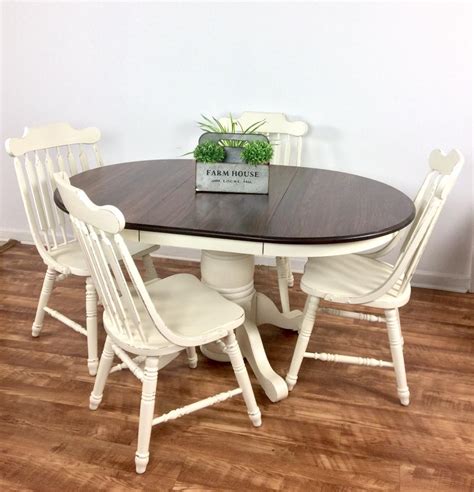 Maybe you would like to learn more about one of these? Solid Oak Table Set in Antique White & Espresso | General ...